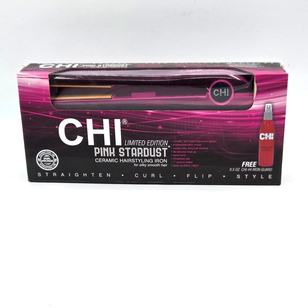CHI Limited Edition Pink Stardust 1" Ceramic Hairstyling/Straightening Iron  New